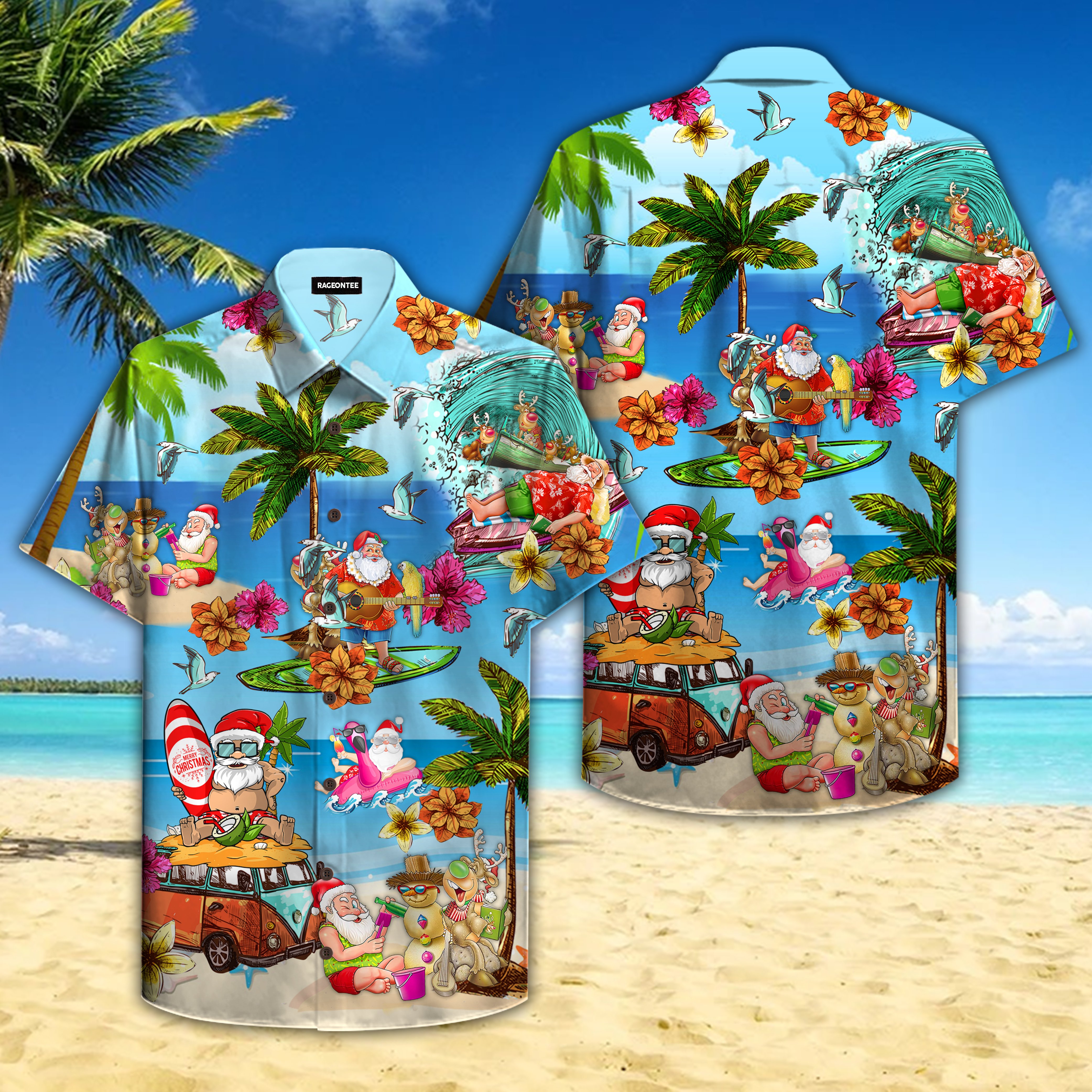 Santa On The Beach Hawaiian Shirt