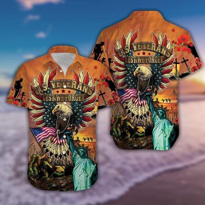 U.S. Veterans Lest We Forget Hawaiian Shirt