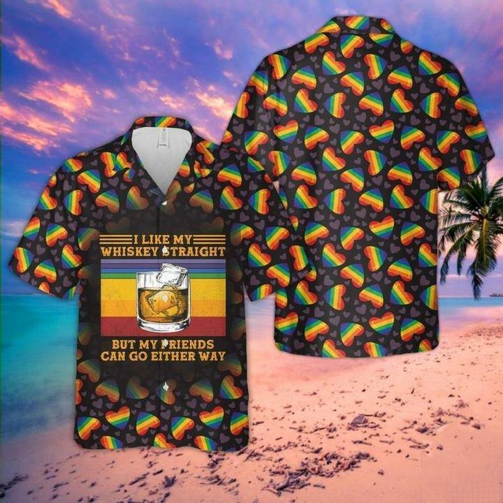 Whiskey Rainbow Heart Hawaiian Shirt