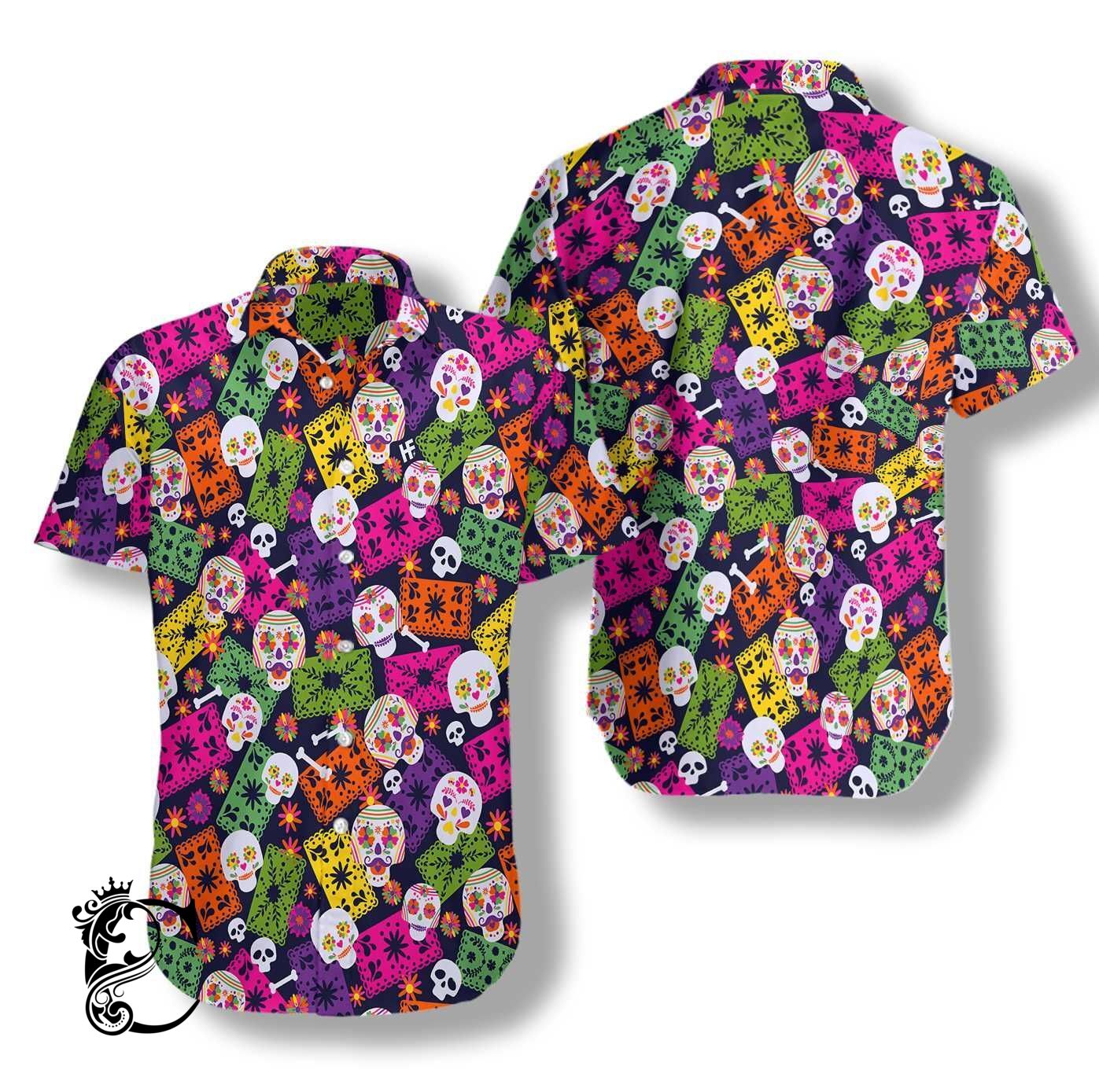 Mexican Skull Pattern Hawaiian Shirt