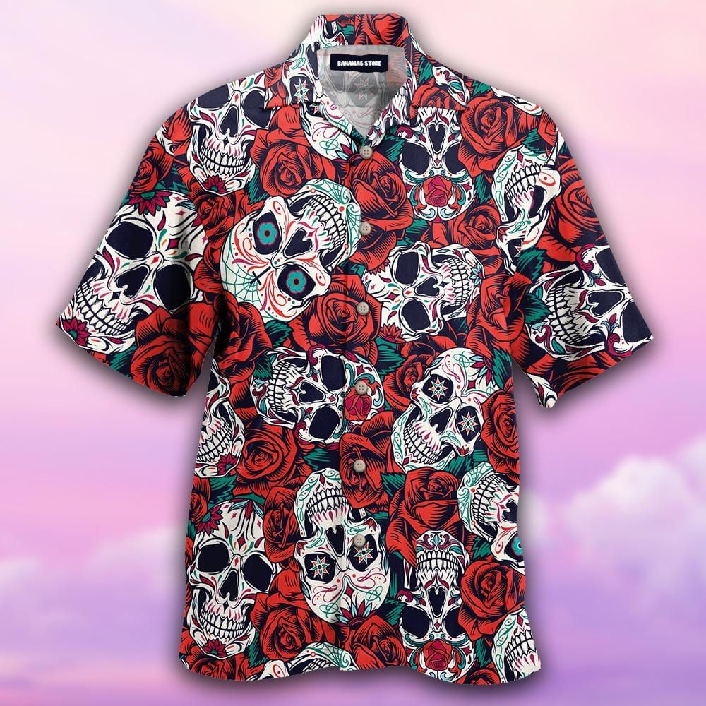 Mexico Sugar Skull Rose Hawaiian Shirt