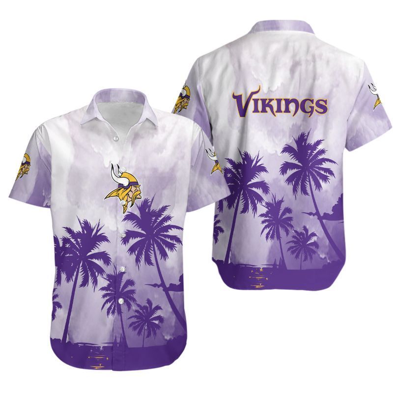 Minnesota Vikings Coconut Trees Nfl Hawaiian Shirt For Fans 01-1
