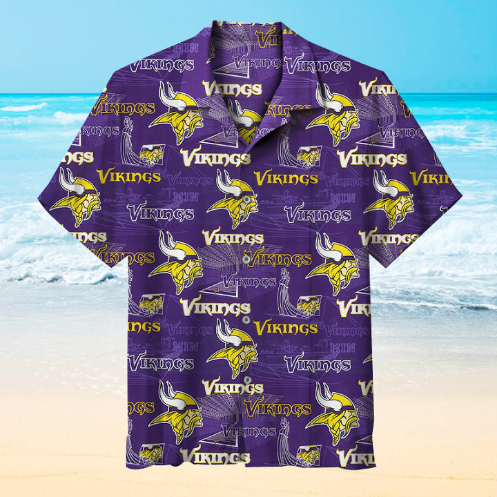 Minnesota Vikings Hawaiian Shirt For Big Fans-1