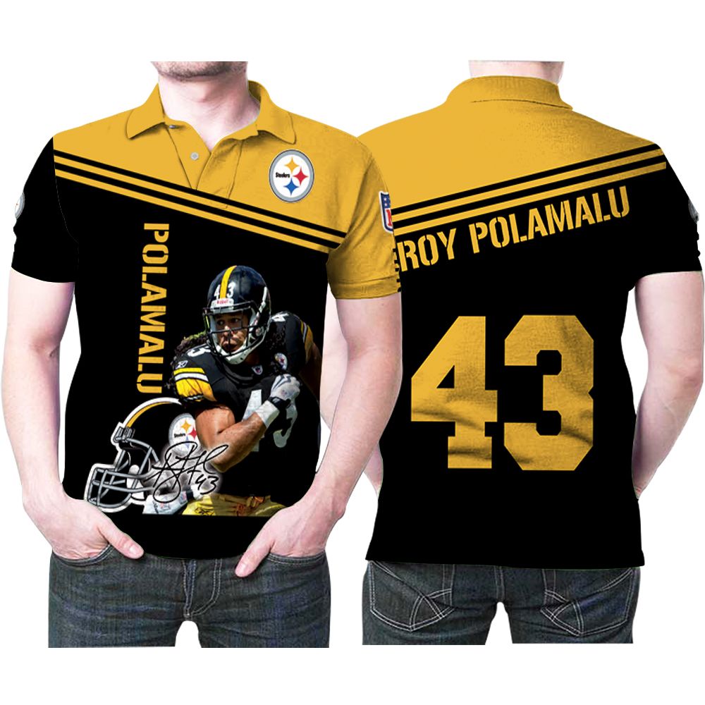 Art Troy Polamalu Pittsburgh Steelers Legend Signed 3D All Over Print Polo Shirt