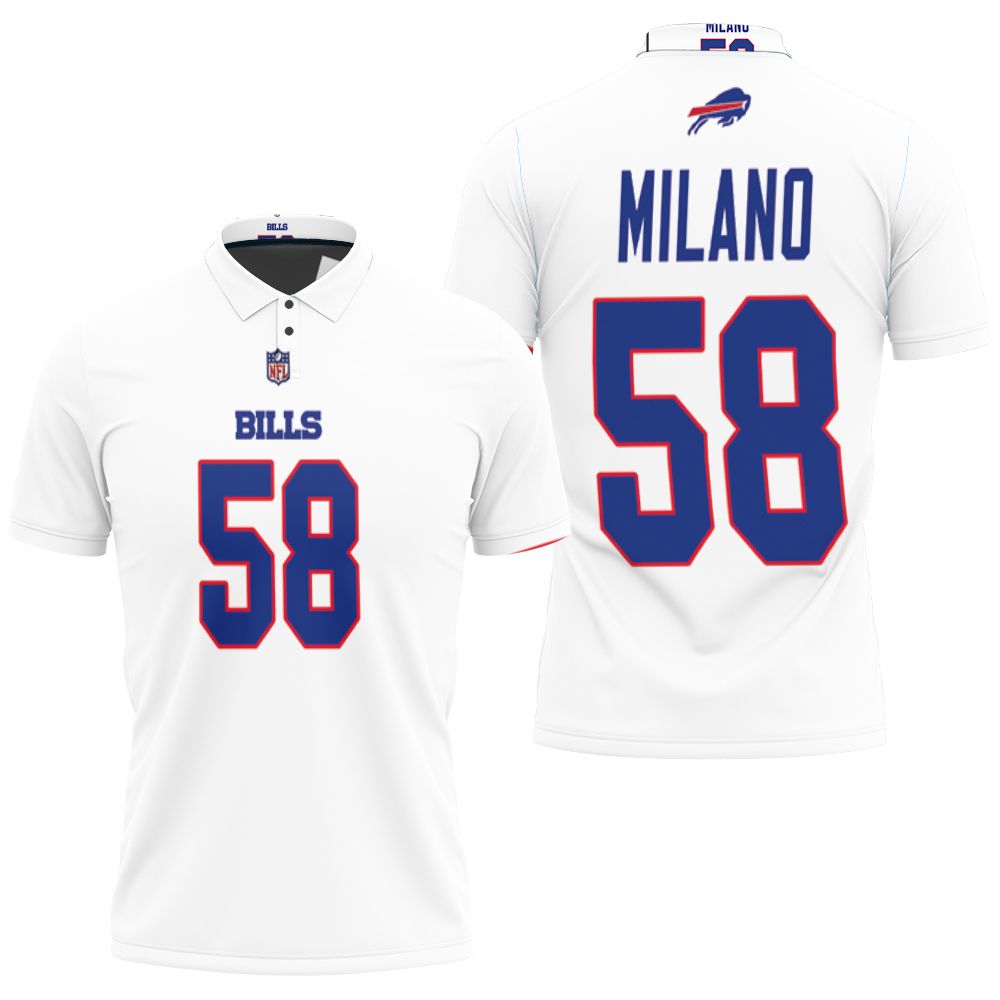 Buffalo Bills Matt Milano #58 Nfl Great Player American Football Team Game White  Bills Fans Polo Shirt