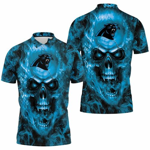 Carolina Panthers Steelers Nfl Fans Skull 3D All Over Print Polo Shirt