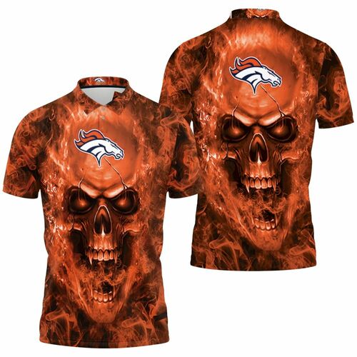 Denver Broncos Nfl Fans Skull 3D All Over Print Polo Shirt