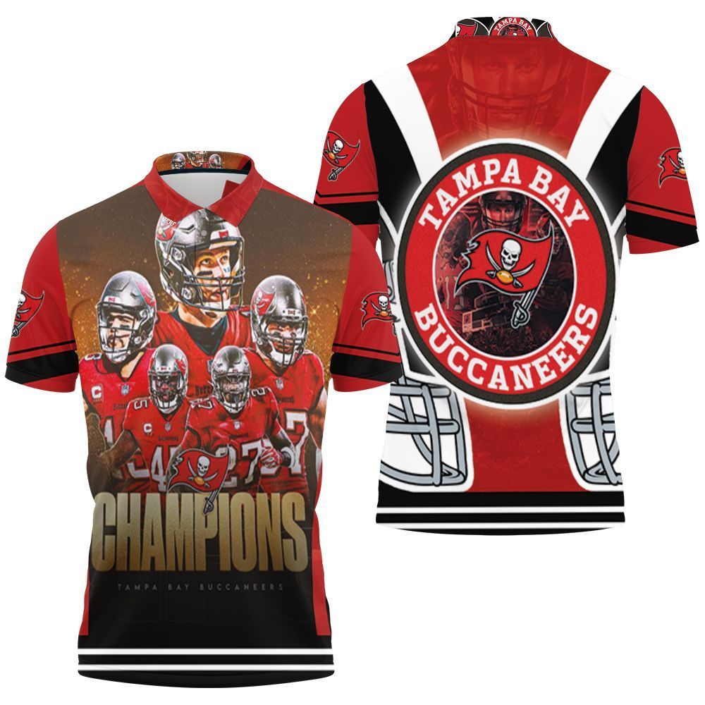 Design Tampa Bay Buccaneers Super Bowl Champions Red 3D All Over Print Polo Shirt