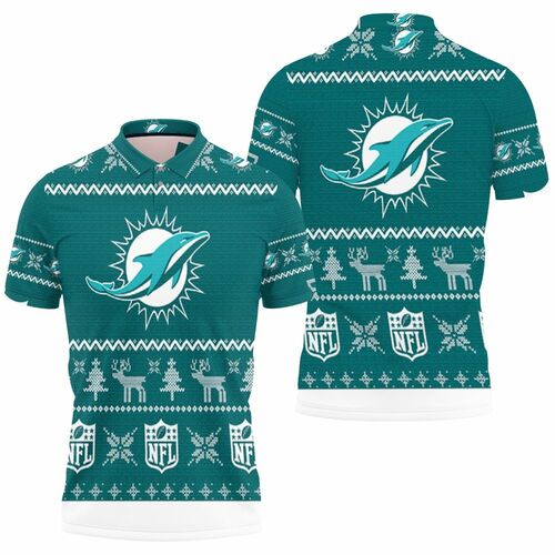 Dolphins Ugly Christmas 3D All Over Print Polo Shirt