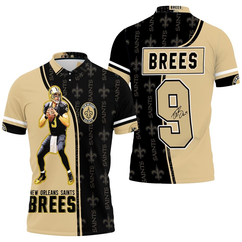 Drew Brees 9 New Orleans Saints Signature 3D All Over Print Polo Shirt