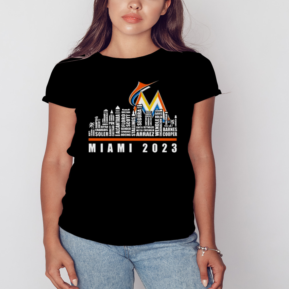 Miami Marlins 2023 Season Team Players Names In City Shirt - Bring