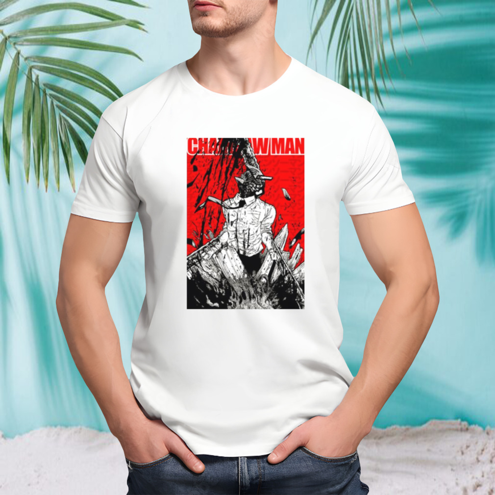 Red Design Anime Chainsaw Man shirt
