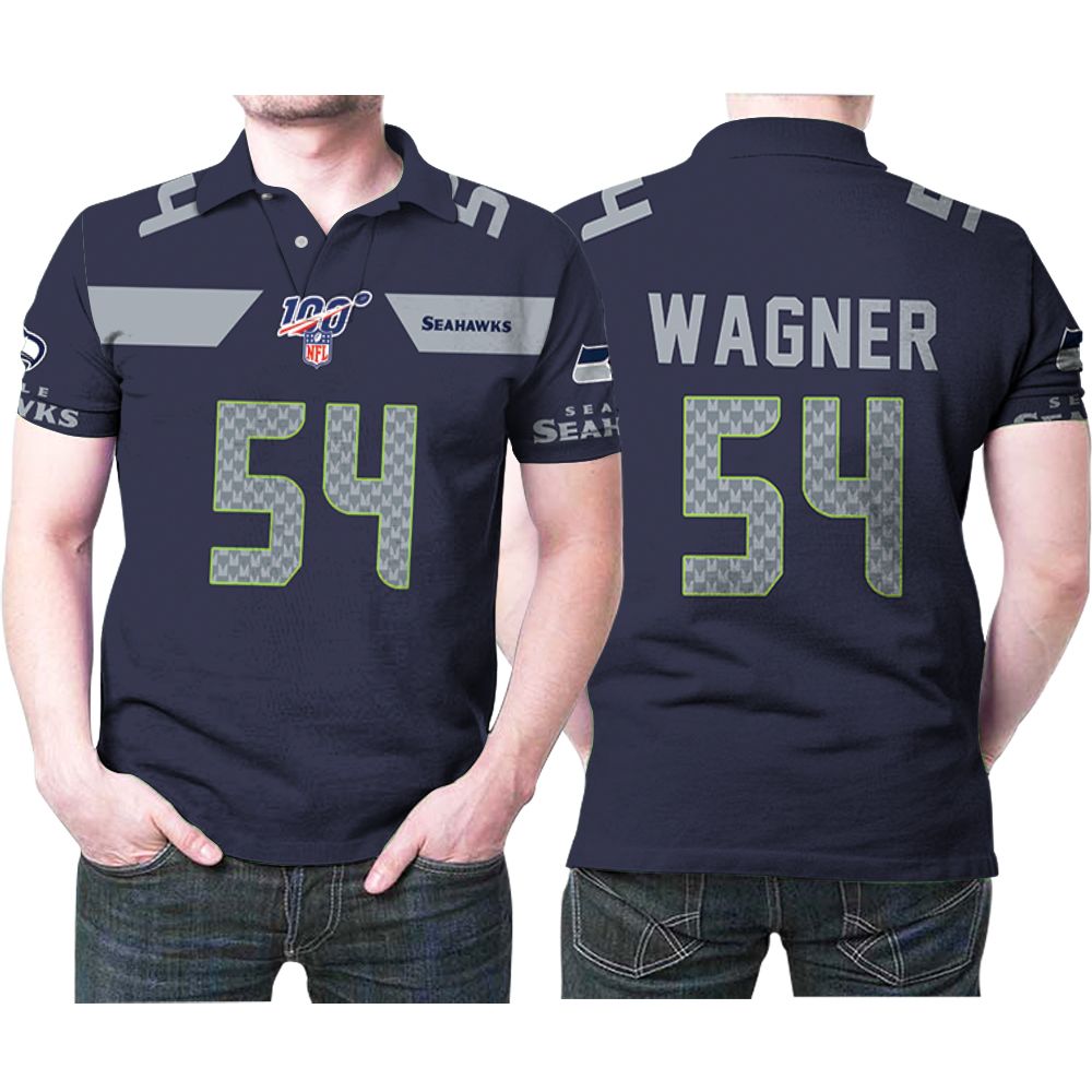 Seattle Seahawks Bobby Wagner #54 Nfl American Football Navy 100th Season Polo Shirt