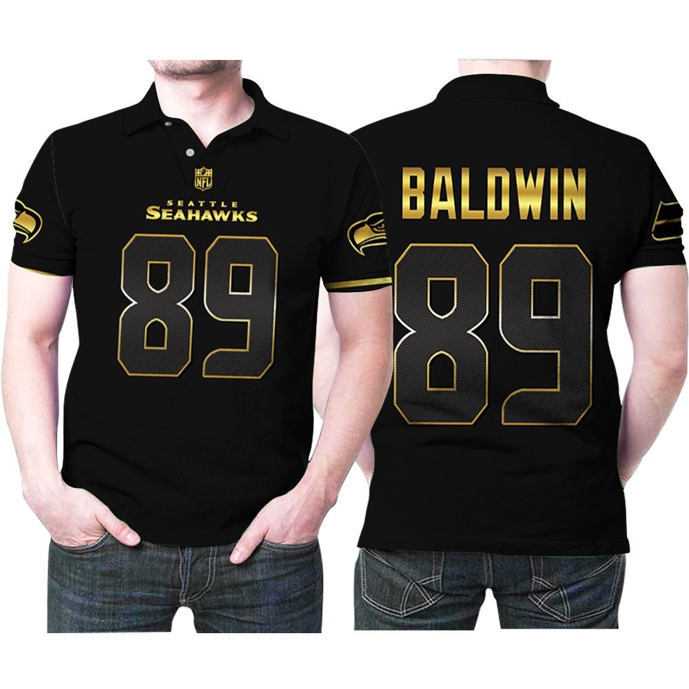 Seattle Seahawks Doug Baldwin #89 Nfl American Football Team Black Golden Edition Polo Shirt