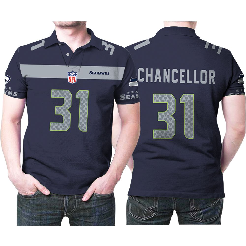 Seattle Seahawks Kam Chancellor 31 Great Player Nfl American Football Team Color Jersey Style Polo Shirt