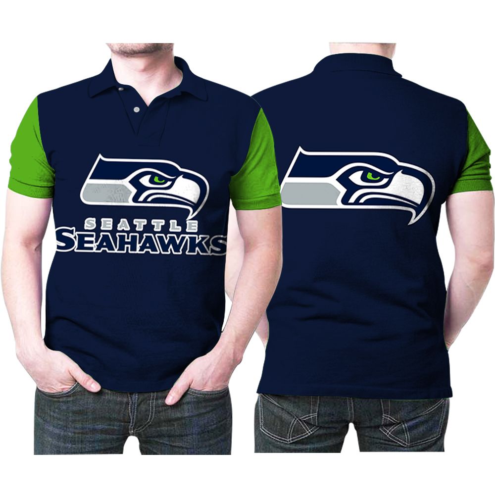 Seattle Seahawks Seahawks Logo 3D All Over Print Polo Shirt