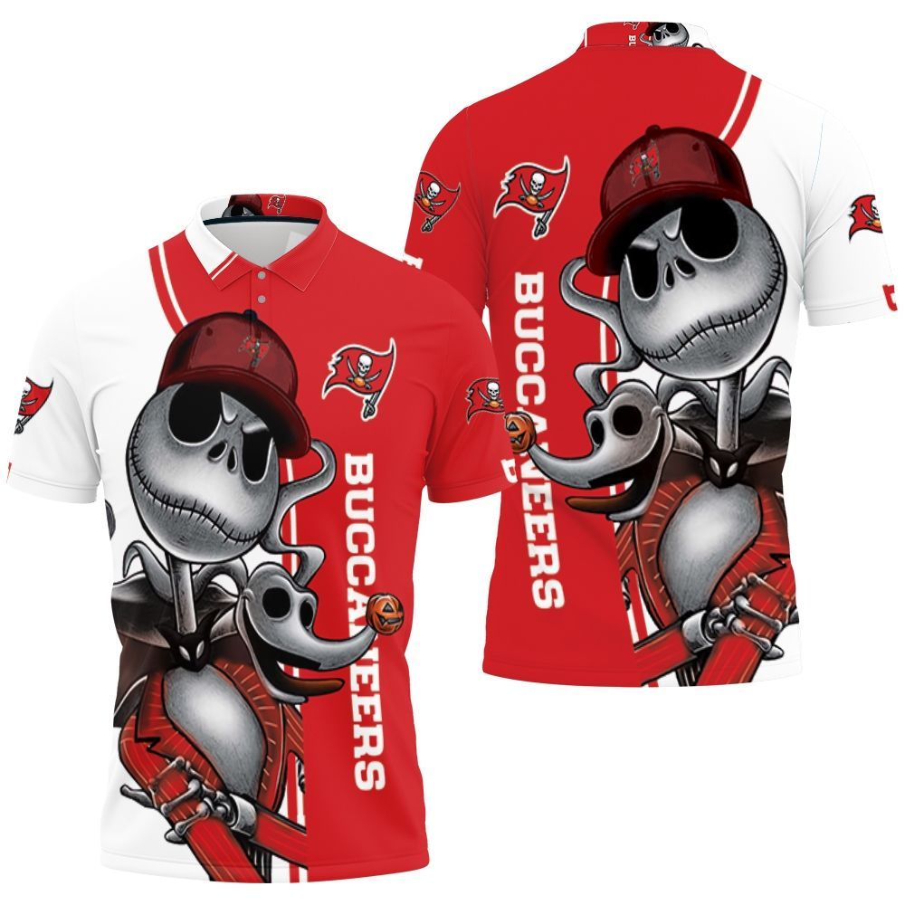 Tampa Bay Buccaneers Jack Skellington And Zero 3D All Over Print Polo Shirt