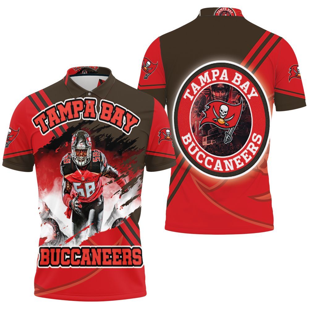 Tampa Bay Buccaneers Shaquil Barrett 58 Super Bowl Champions 3D All Over Print Polo TShirts