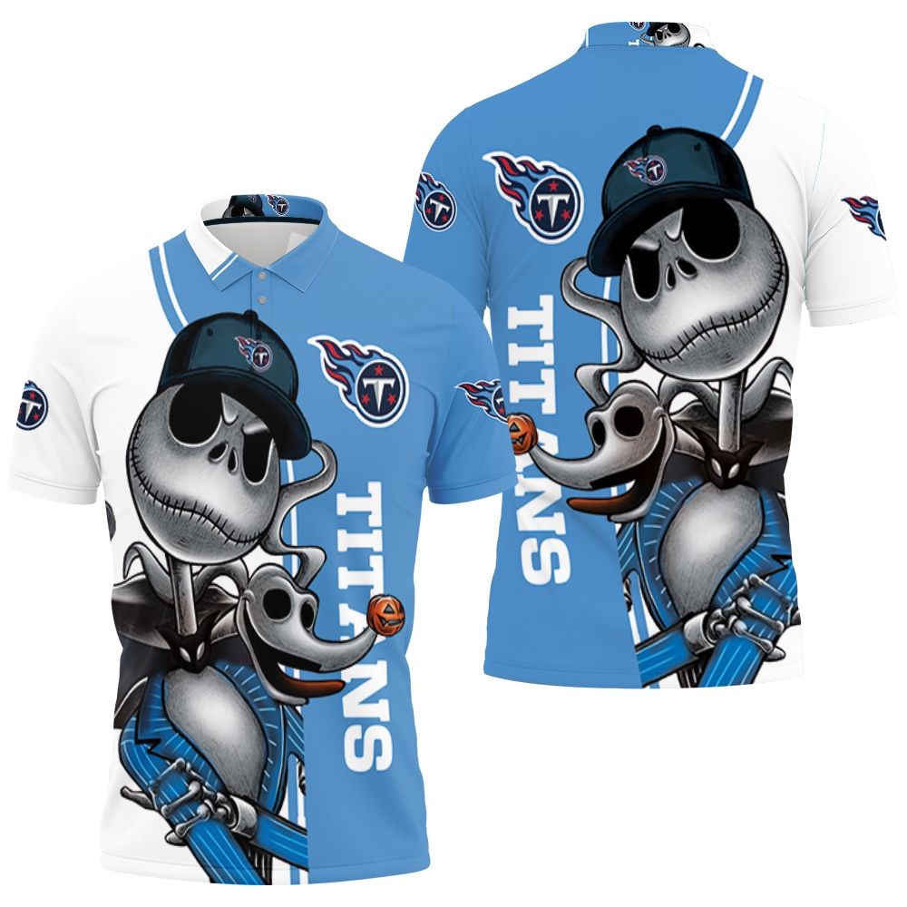 Tennessee Titans Jack Skellington And Zero 3D All Over Print Polo Shirt