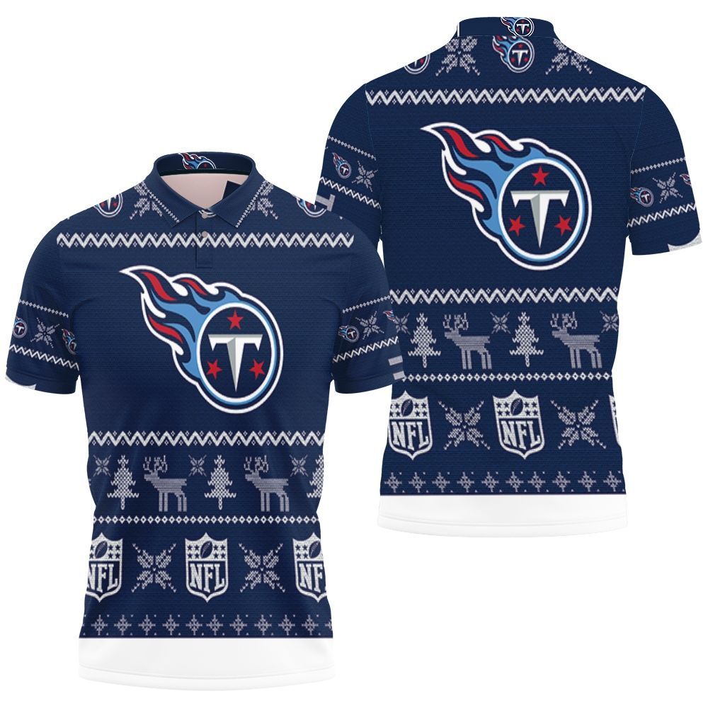 Tennessee Titans Ugly Christmas 3D All Over Print Polo Shirt