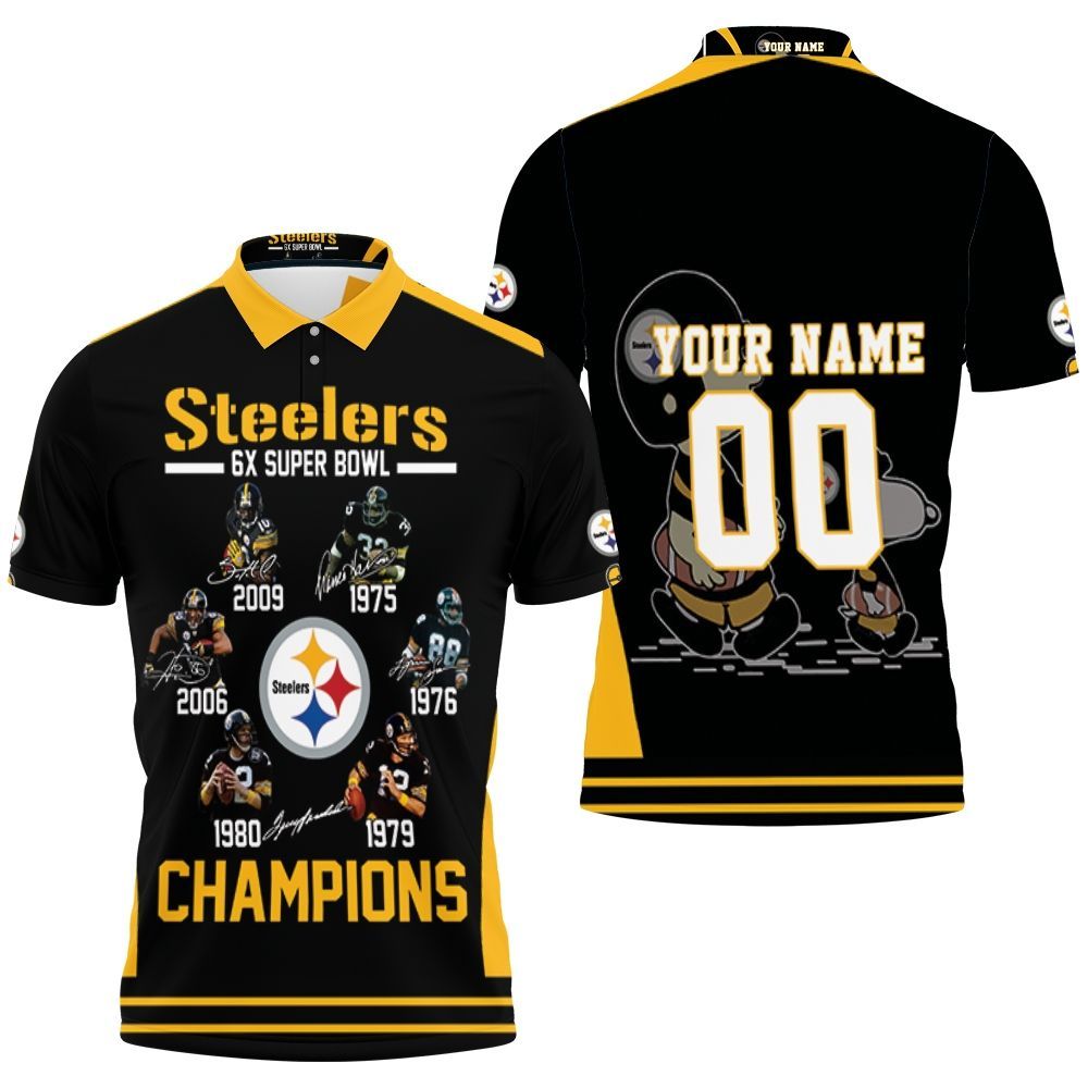 Pittsburgh Steelers Snoopy 3D Custom Name And Number Polo Shirt - Banantees