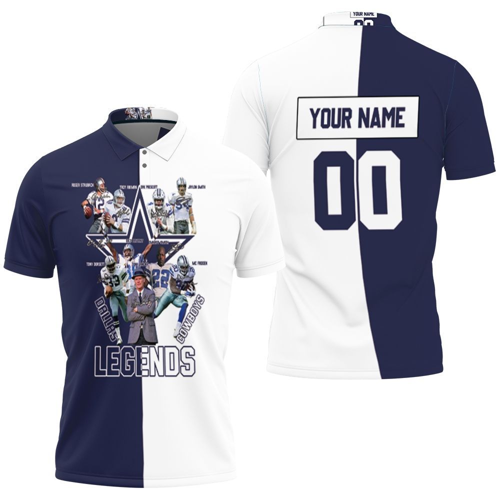 Dallas Cowboys Legends Coach And Players Signed Personalized 3D All Over Print Polo Shirt