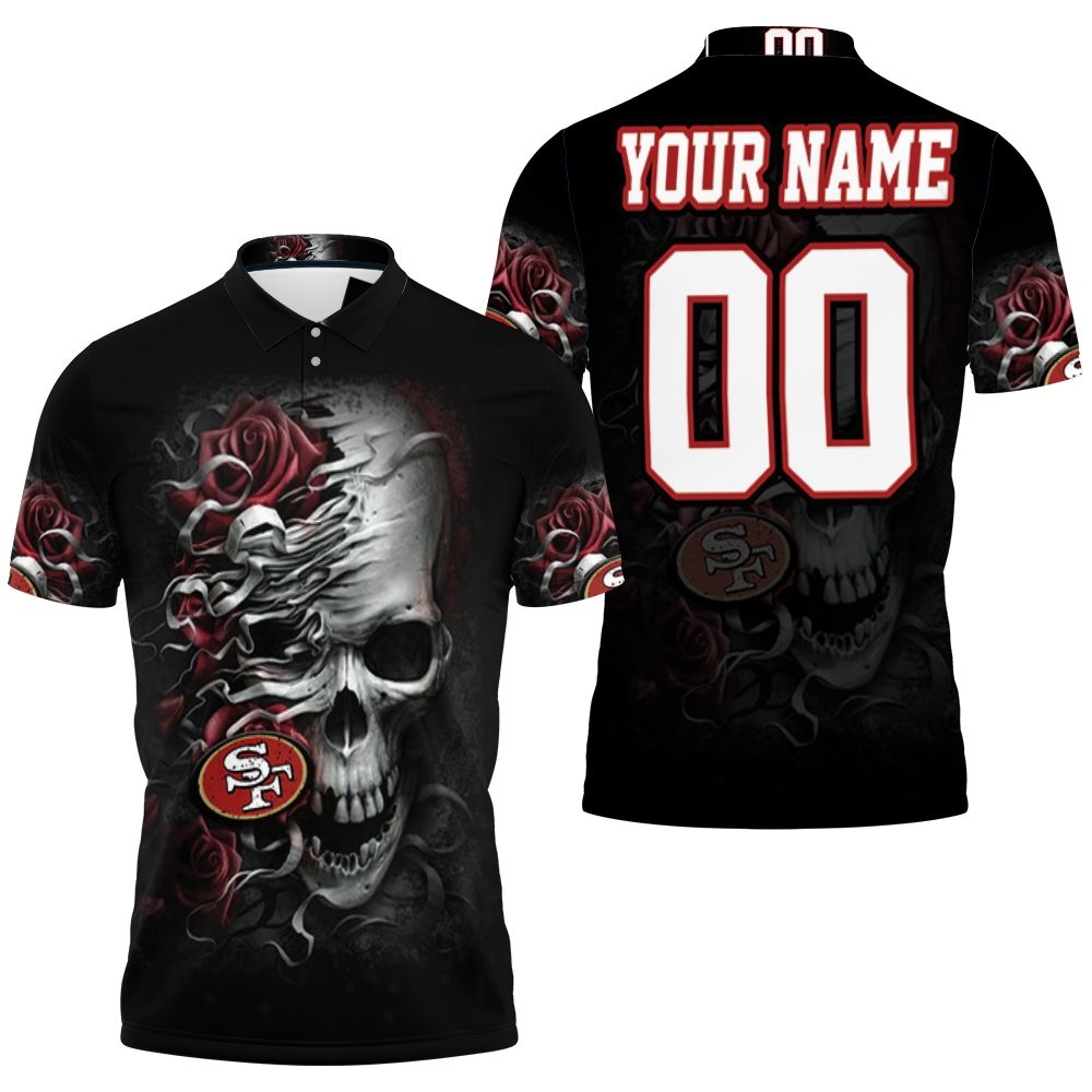 San Francisco 49ers Skull Flower For Fans Personalized 3D All Over Print Polo Shirt