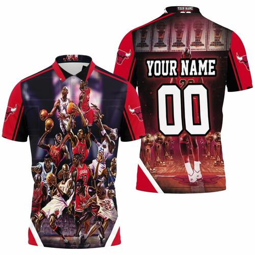 Chicago Bulls Michael Jordan And Legends Personalized 3D All Over Print Polo Shirt