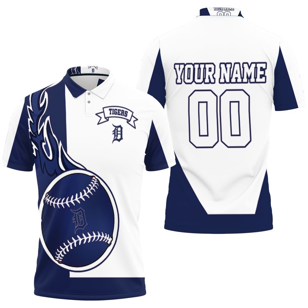 Detroit Tigers Personalized Blue And White 3D All Over Print Polo Shirt