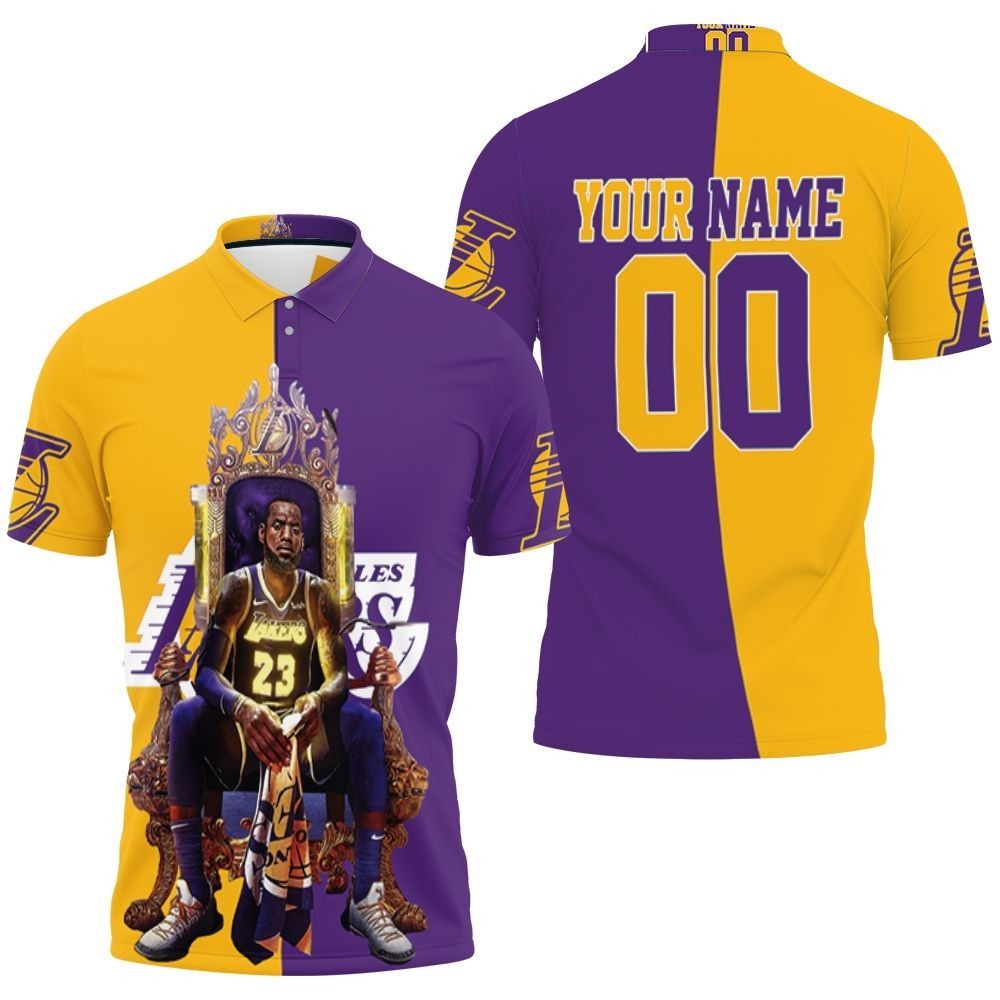 Lebron James On Throne Los Angles Lakers Legend 3d Personalized 3D All Over Print Polo Shirt