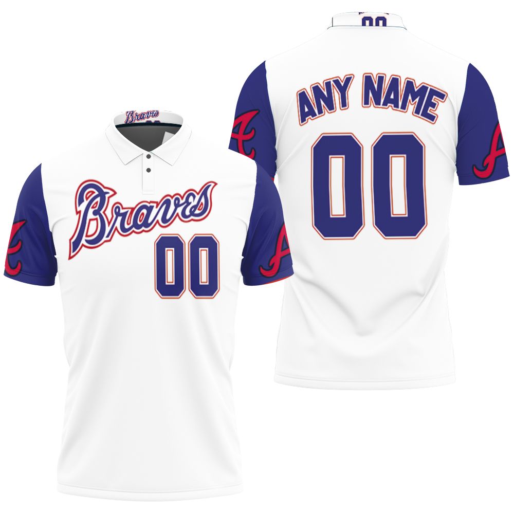 Personalized Atlanta Braves Any Name 00 Mlb White And Blue Jersey Inspired Style 3D All Over Print Polo Shirt