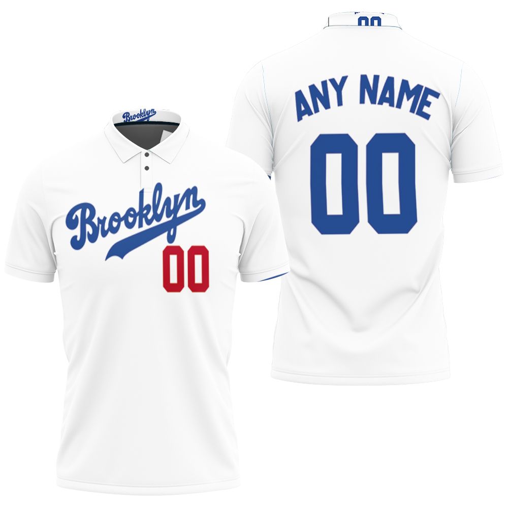 Personalized Brooklyn Dodgers Any Name 00 Mlb Team White Jersey Inspired Style 3D All Over Print Polo Shirt