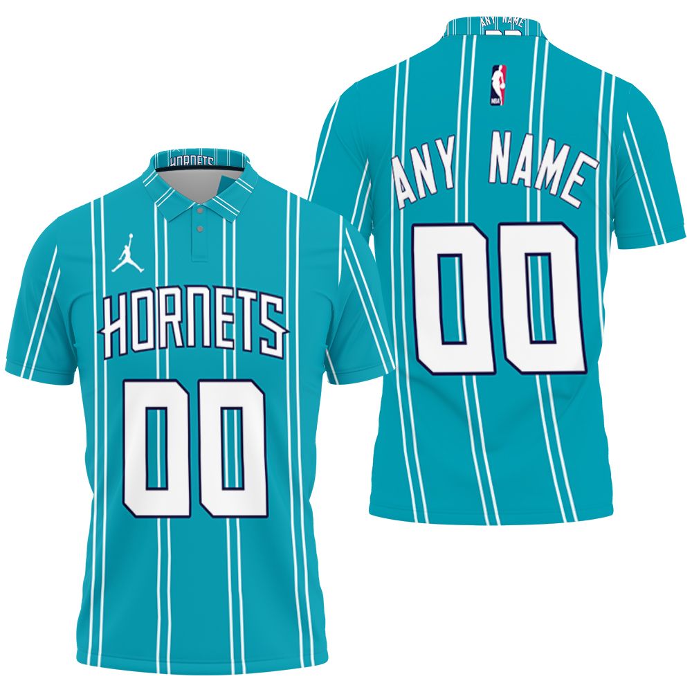 Personalized Charlotte Hornets Any Name 00 Nba Aqua Team Jersey Inspired Style 3D All Over Print Polo Shirt