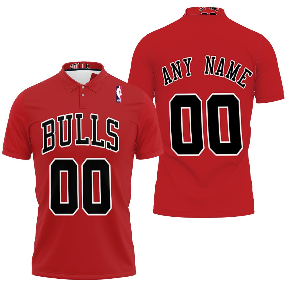 Personalized Chicago Bulls Any Name 00 Red Team Jersey Inspired Style 3D All Over Print Polo Shirt