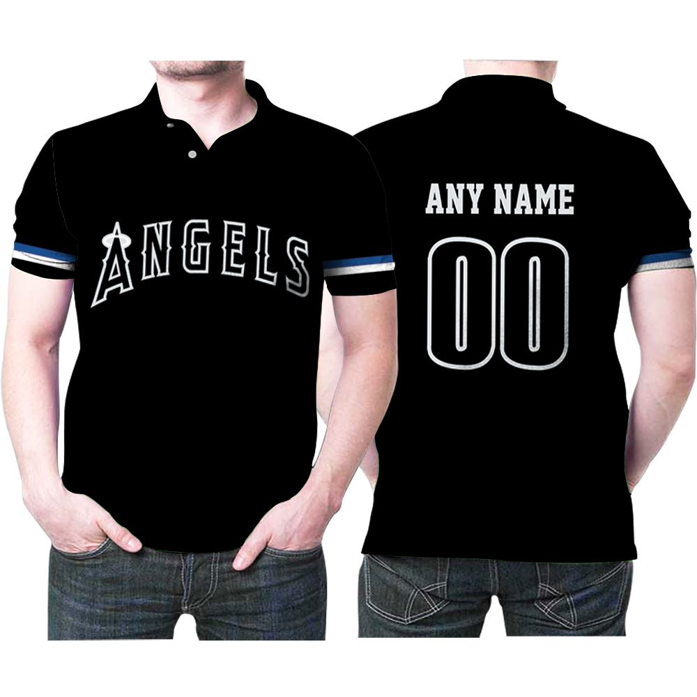 Personalized Los Angeles Angels 00 Anyname Weekend Players Black Jersey Inspired Style Gift For Los Angeles Angels Fans Polo Shirt