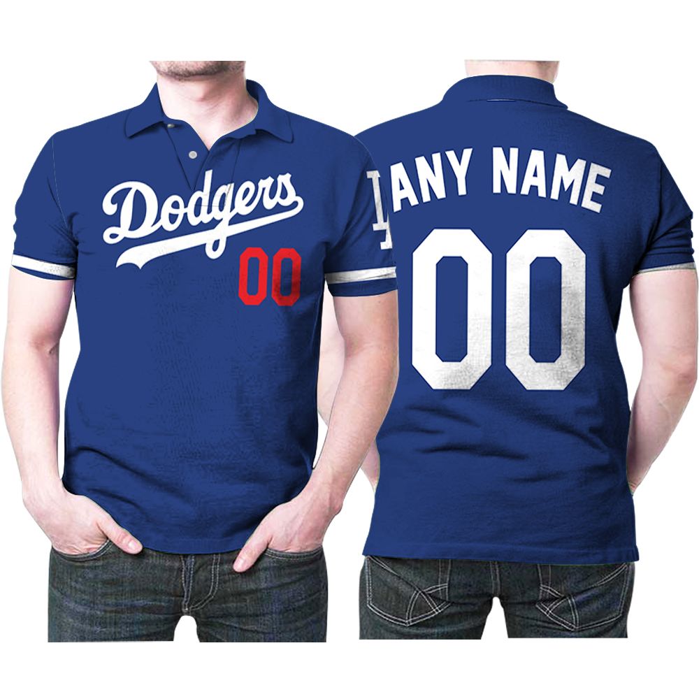 Personalized Los Angeles Dodgers Any Name 00 Mlb Team Blue Jersey Inspired Style 3D All Over Print Polo Shirt