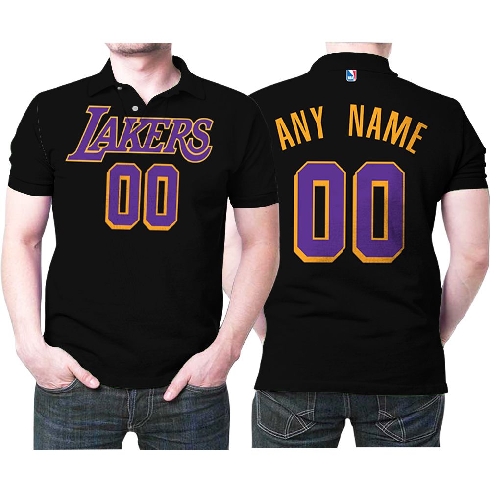 Personalized Los Angeles Lakers Any Name 00 Earned Edition Black Jersey Inspired Style 3D All Over Print Polo Shirt