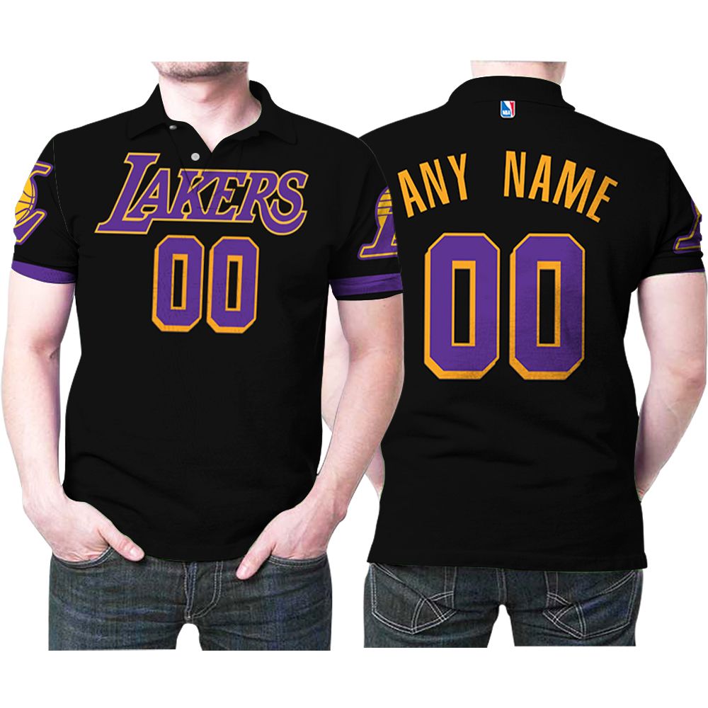 Personalized Los Angeles Lakers Any Name Earned Edition Black Jersey Inspired Style 3D All Over Print Polo Shirt