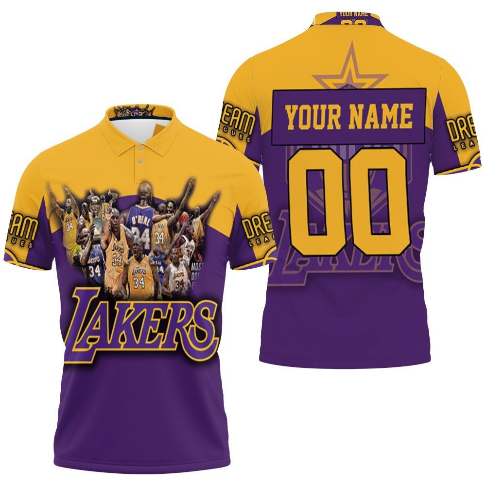 Shaquille Oneal 34 Los Angeles Lakers Nba Western Conference Personalized 3D All Over Print Polo TShirts