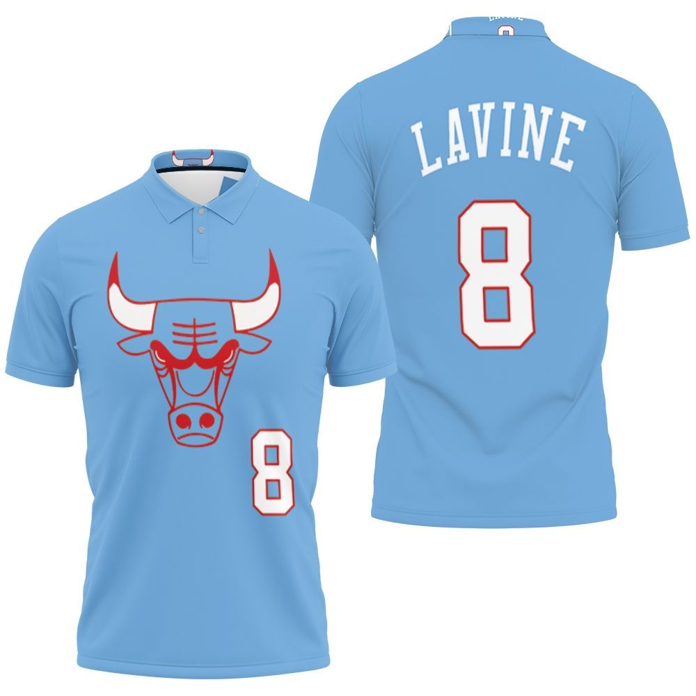 Art Chicago Bulls Zach Lavine 8 City Edition Blue Jersey Inspired 3D All Over Print Polo Shirt