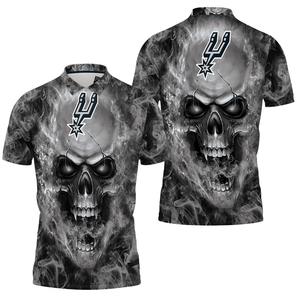 Art San Antonio Spurs Nba Fans Skull 3D All Over Print Polo Shirt