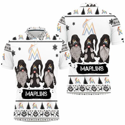 Christmas Gnomes Marlins Ugly Christmas 3D All Over Print Polo Shirt