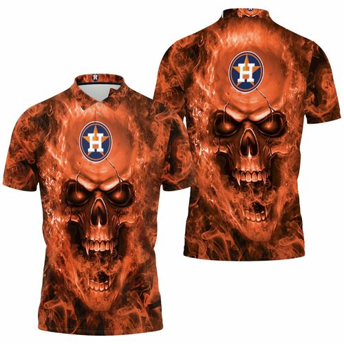 Houston Astros Mlb Fans Skull 3D All Over Print Polo Shirt