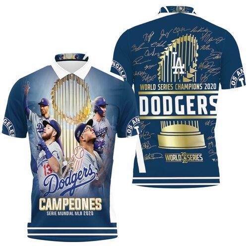 Los Angeles Dodgers Campeones Serie Mundial Mlb 2020 3D All Over Print Polo Shirt