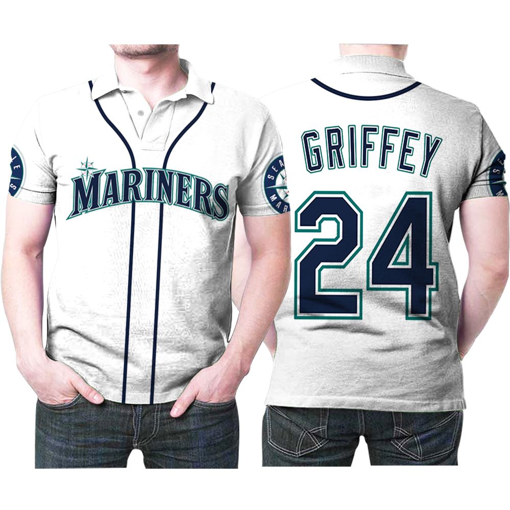 Seattle Mariners Ken Griffey Jr 24 Mlb Baseball Team Logo Jersey Style 3D All Over Print Polo Shirt