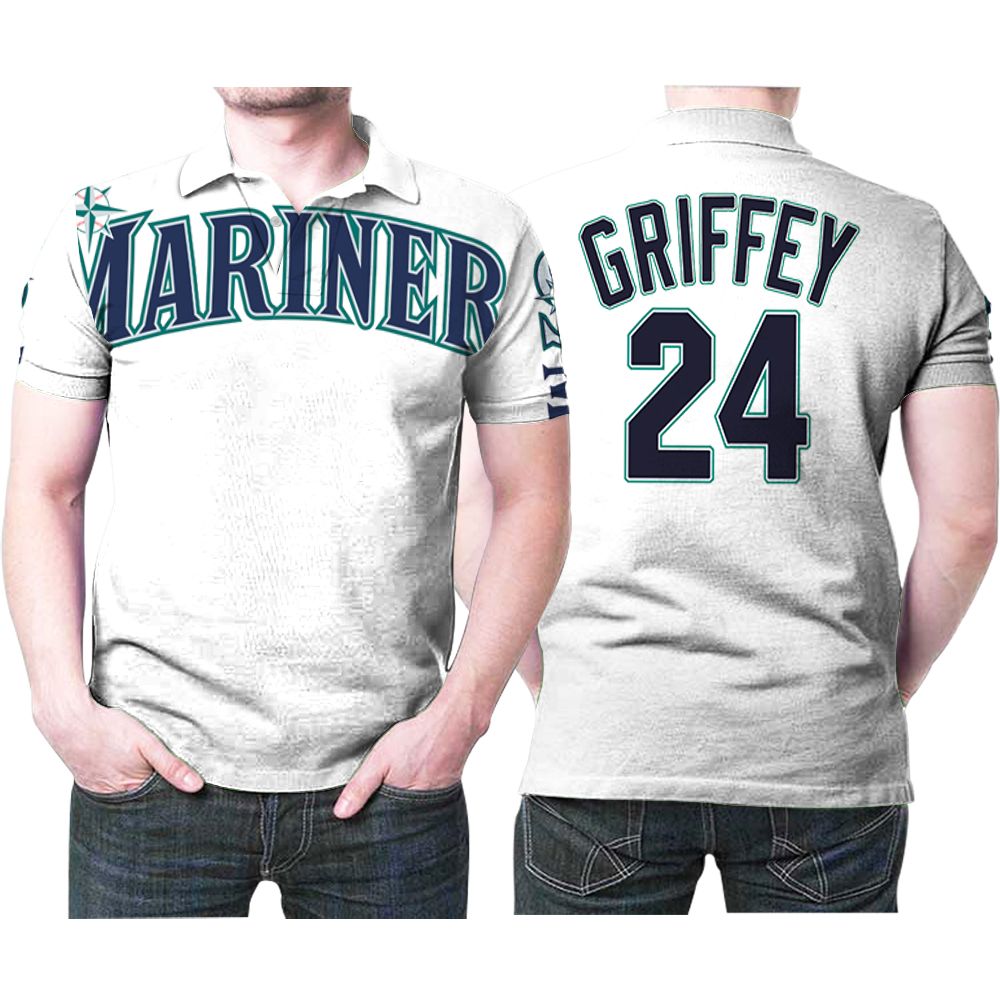 Seattle Mariners Ken Griffey Jr 24 Mlb Baseball White Jersey Style 3D All Over Print Polo Shirt