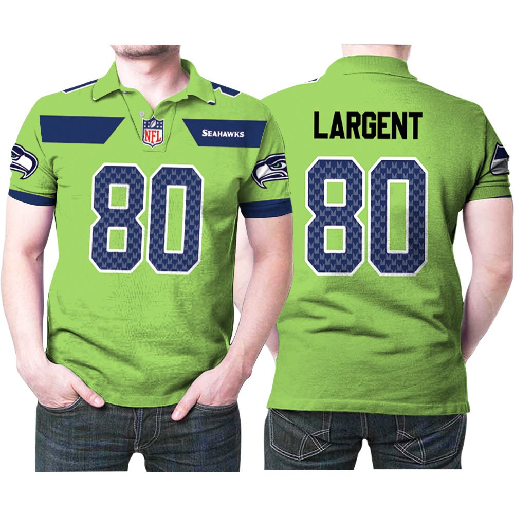 Seattle Seahawks Steve Largent #80 Nfl American Football Green Color Rush Legend Polo Shirt