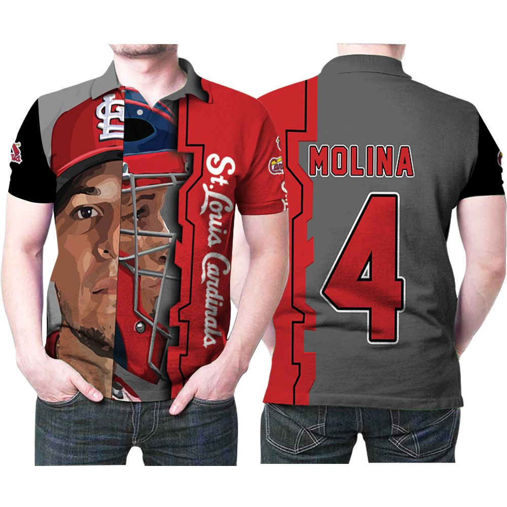 St Louis Cardinals Yadier Molina 3 Legend Split Face Mlb Baseball Team Polo Shirt