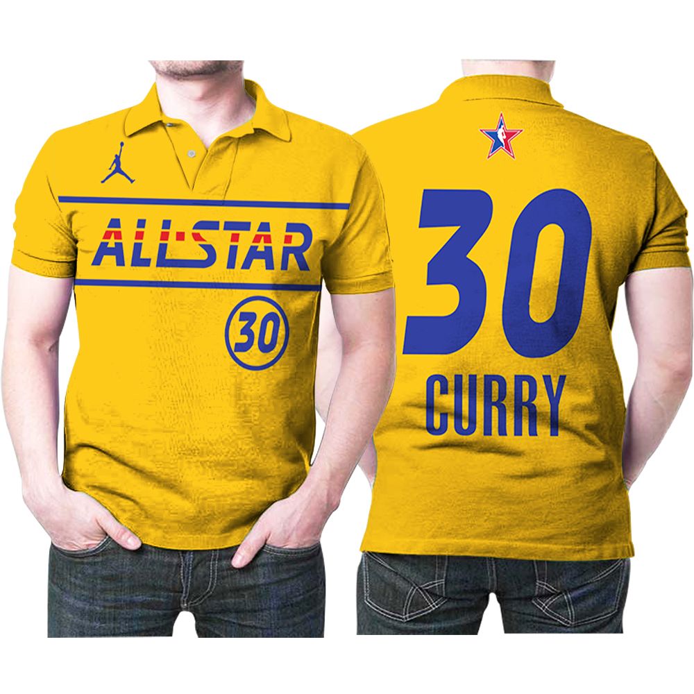 Stephen Curry #30 Nba Warriors All Star Western Conference Gold Jersey Style 3D All Over Print Polo Shirt