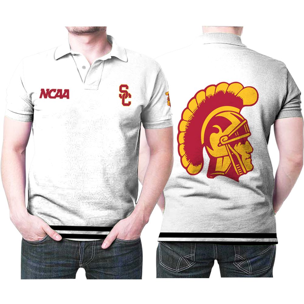 Usc Trojans Ncaa Classic White With Mascot Logo 3D All Over Print Polo Shirt